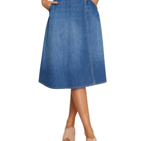 AMO Classic Blue A-Line Denim Skirt - Picture 2 of 6